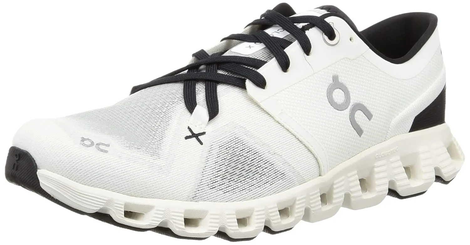On Men's Cloud X 3 Sneakers, Ivory/Black, 8 Medium US