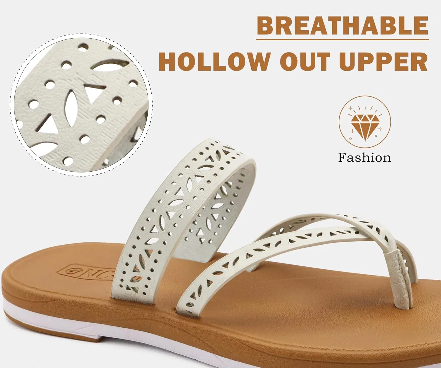 ONCAI Flip Flops for Womens,Flat Dressy Thong Sandals Square Toe with Fashion Summer Beach Comfortable Slip On Rubber Soles Size US 6-11