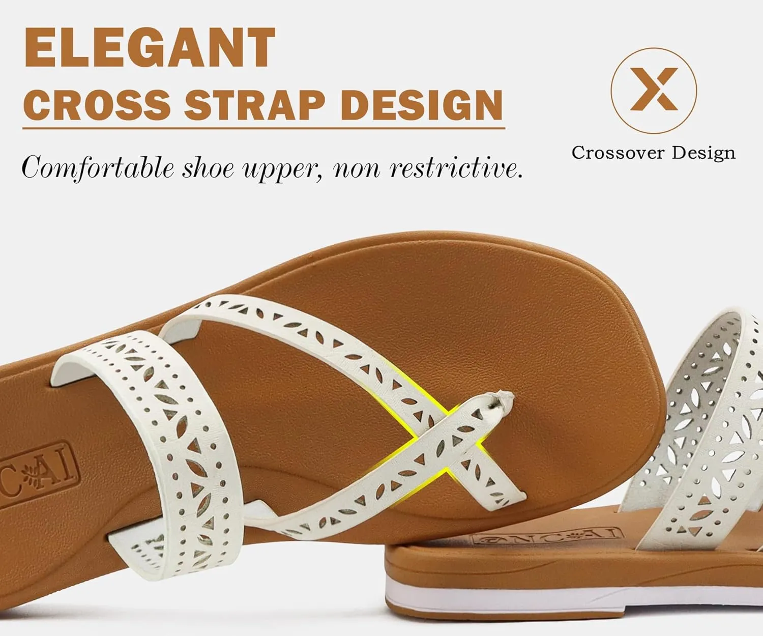 ONCAI Flip Flops for Womens,Flat Dressy Thong Sandals Square Toe with Fashion Summer Beach Comfortable Slip On Rubber Soles Size US 6-11