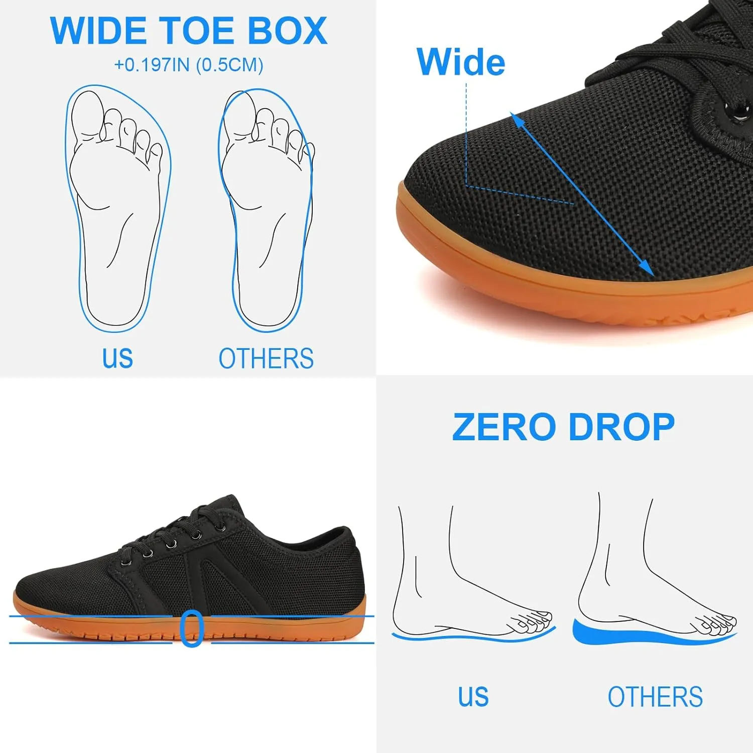 Padgene Wide Barefoot Minimalist Shoes for Women Men | Zero Drop Sole | Width Fashion Sneaker Wide Toe Box Cross-Trainer Lightweight Walking Casual Comfortable Running Shoes