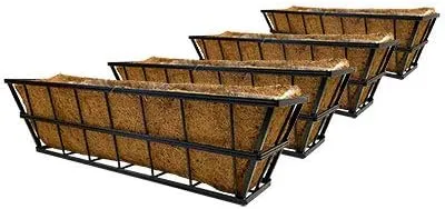 Panacea 81436 Modern Farmhouse Deck Planters, Black, 30" L, Pack of 4