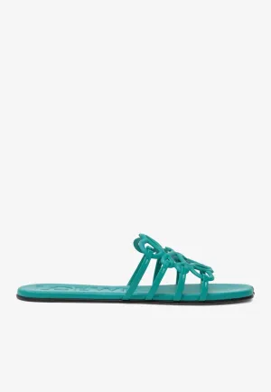 Petal Anagram Leather Flat Sandals