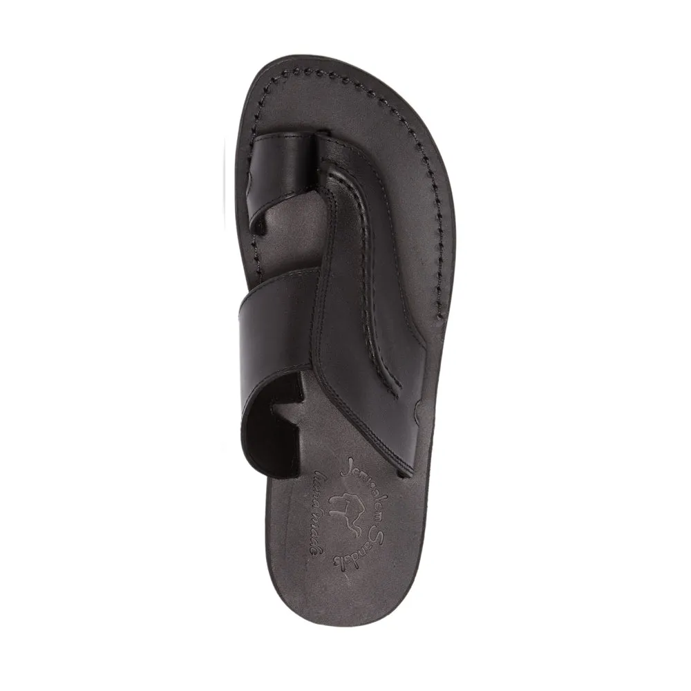Peter - Leather Toe Strap Sandal | Black