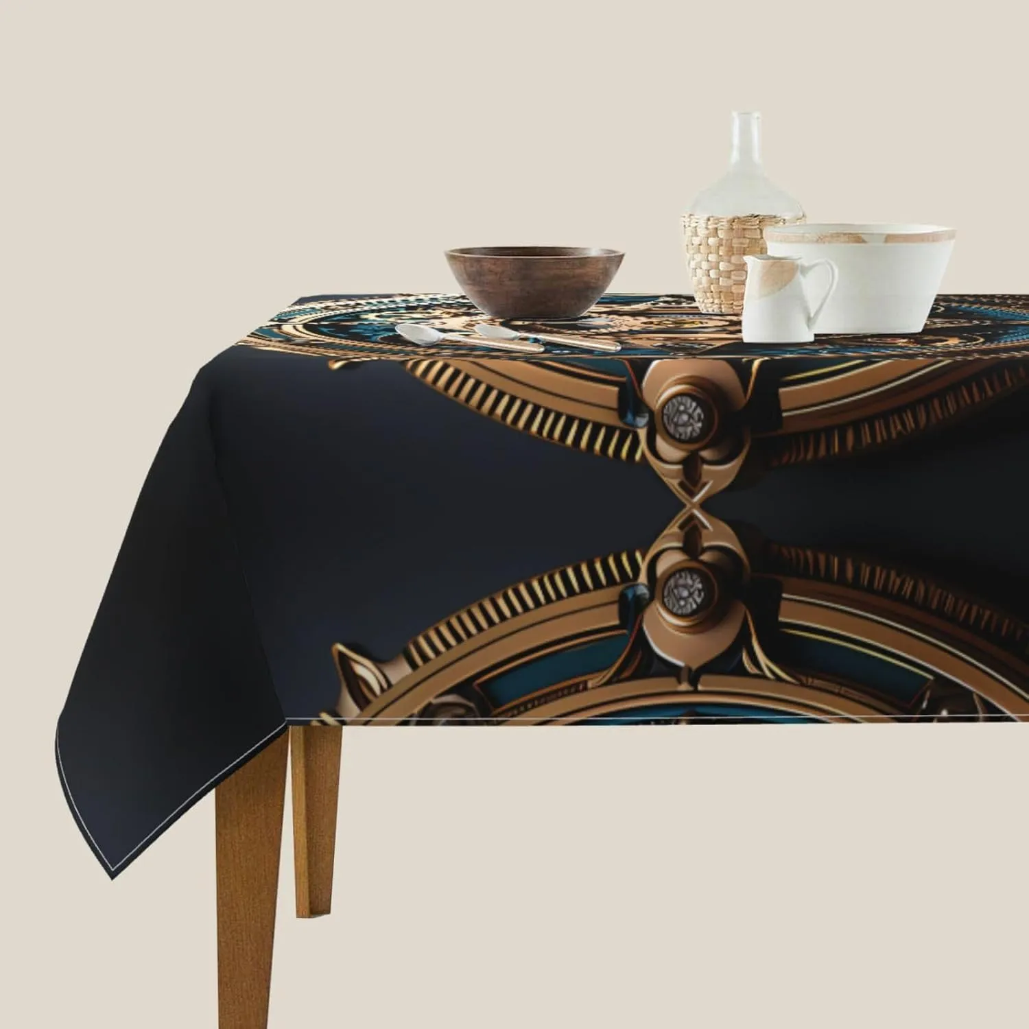 PHAYAH Cool Steampunk Gears Printed Square Tablecloth for and Outdoor Dining Tables Dining Parties Party Patios Buffet 54"X54"