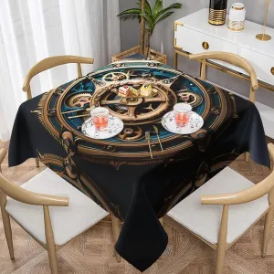 PHAYAH Cool Steampunk Gears Printed Square Tablecloth for and Outdoor Dining Tables Dining Parties Party Patios Buffet 54"X54"