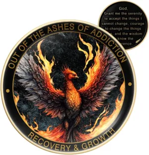 Phoenix Sobriety Coin | AA Chip Medallion Gift Set with Coin Capsule, Display Stand & Card | Perfect Gifts for Sober Men & Women in Recovery | Sobriety Gifts for Anniversary Month & Year