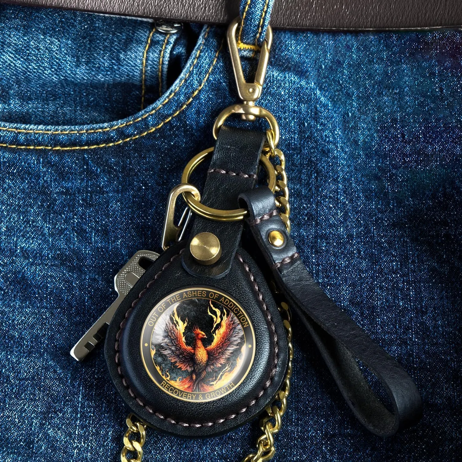 Phoenix Sobriety Coin | AA Chip Medallion Gift Set with Coin Capsule, Display Stand & Card | Perfect Gifts for Sober Men & Women in Recovery | Sobriety Gifts for Anniversary Month & Year