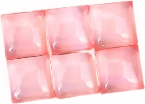 Pink Color Quartz Doublet Square Shape Cabochon 10 Piece Calibrated Natural Clear Quartz Flat back Loose Gemstone For Making Jewelry 4mm 5mm 6mm 7mm 8mm 9mm 10mm