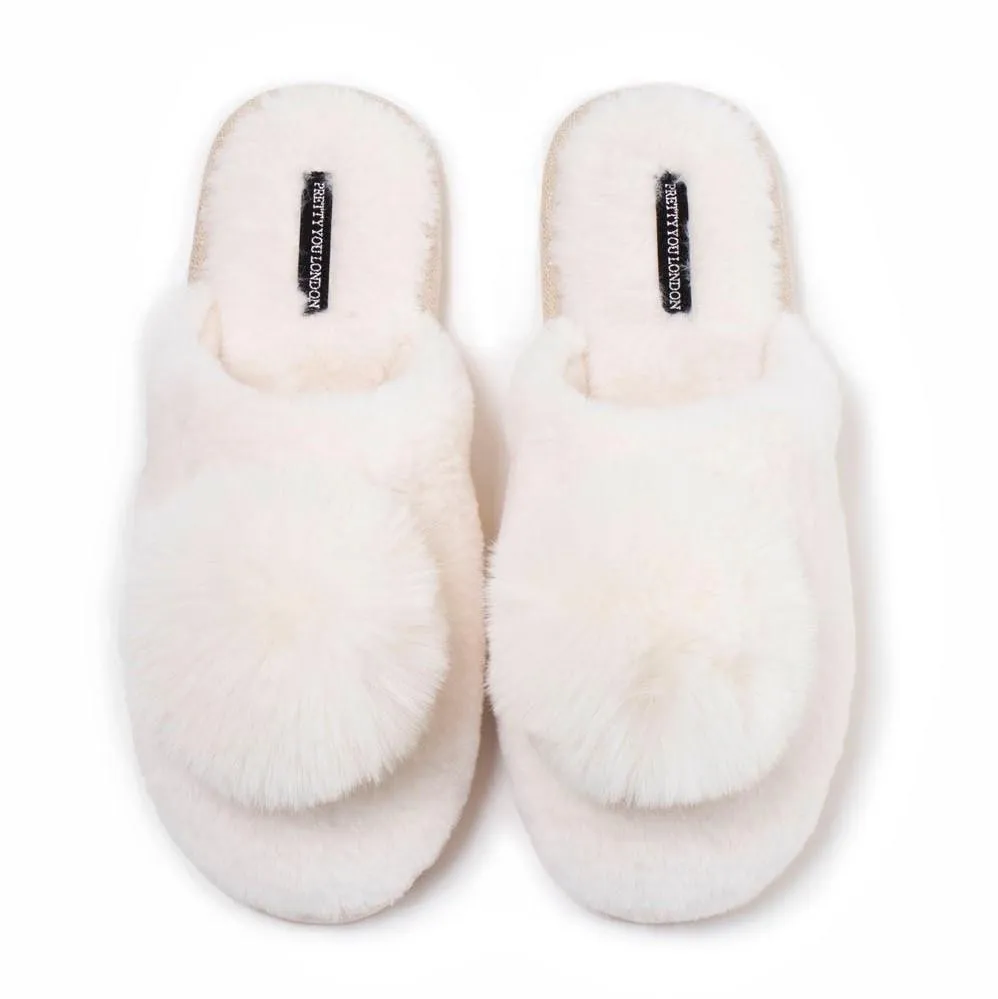 Pretty You London Danni Pom Pom Mule Slippers