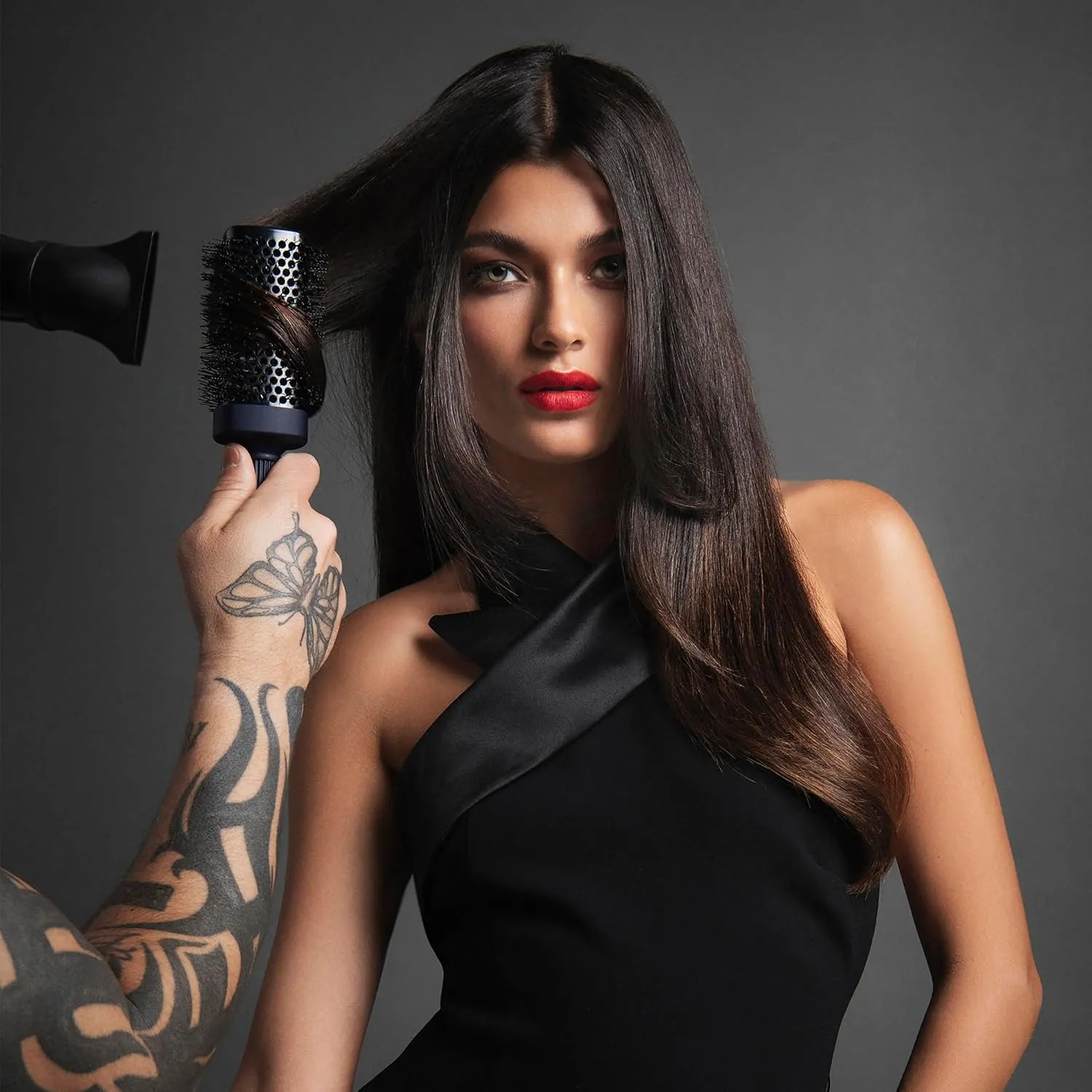 Professional Intuition Square Styler 1.75 Inch Ceramic & Ionic Thermal Brush in Blue, 2-in-1 Straighten & Wave Blow Drying Brush, Smooths Frizz & Flyaway's for Healthy Shiny Hair