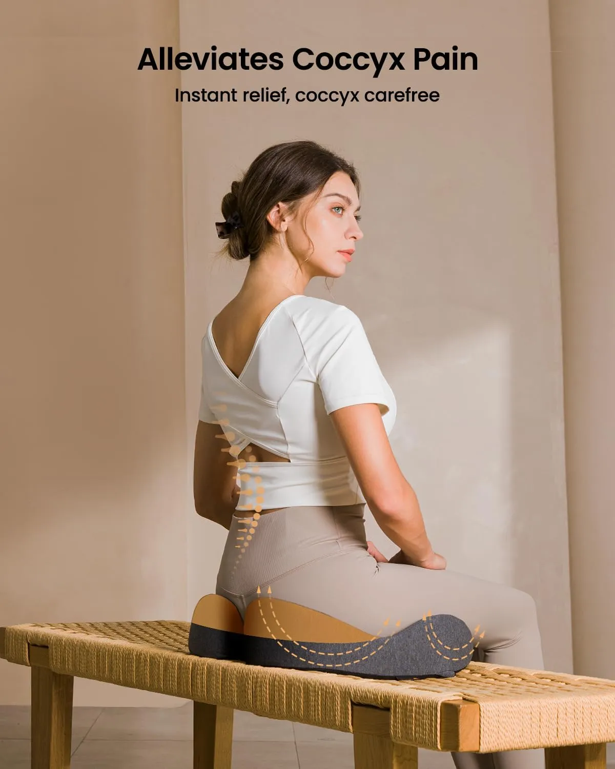 ProtoArc Seat Cushion for Tailbone Pain Relief, Office Chair Cushion, Ergonomic Memory Foam Seat Cushion for Home, Car, Pressure Relief Pad for Hip, Coccyx, All Day Comfort - Black&Gray