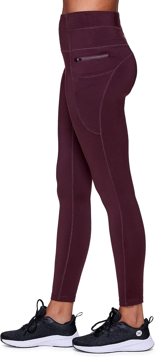 RBX Fleece-Lined Leggings for Women Yoga Pants with Pockets Gym Pants for Cold Weather Full-Length Leggings for Running Yoga