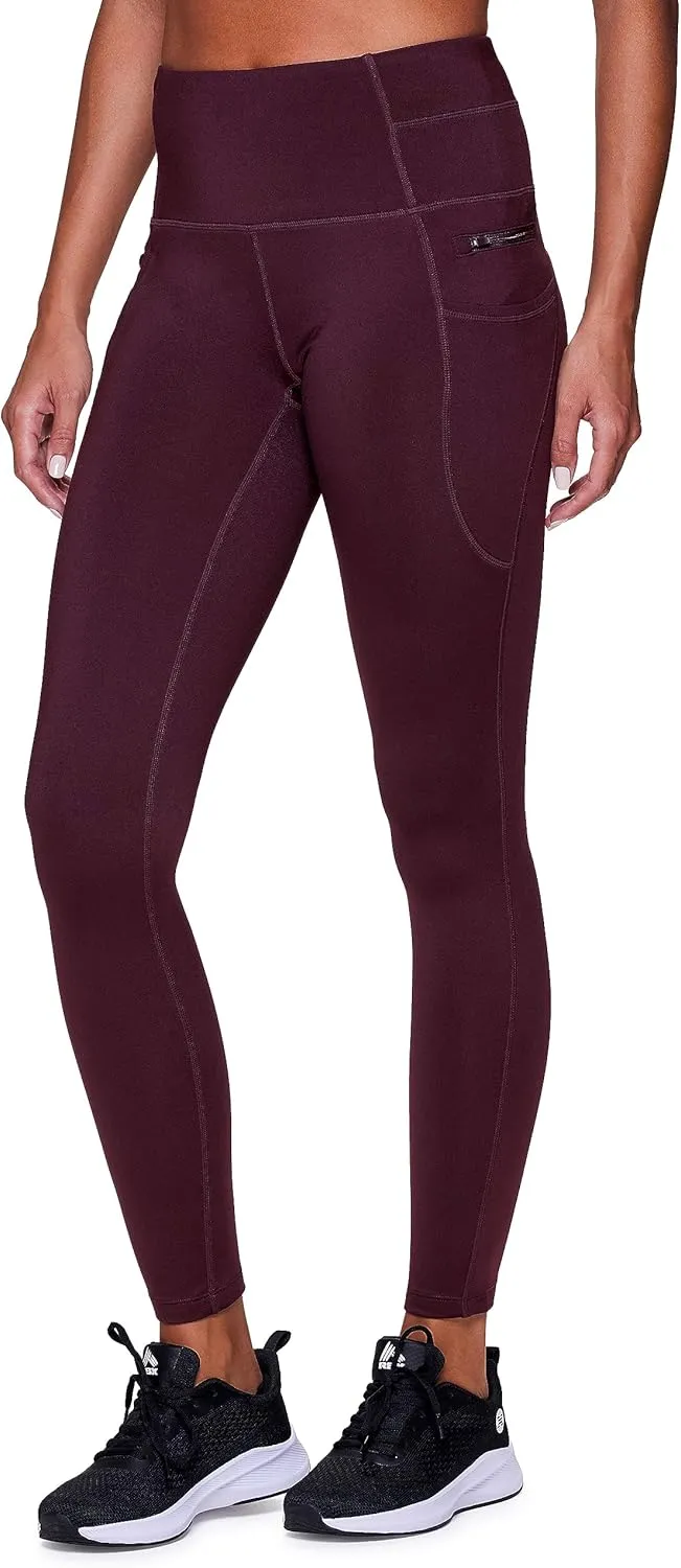 RBX Fleece-Lined Leggings for Women Yoga Pants with Pockets Gym Pants for Cold Weather Full-Length Leggings for Running Yoga