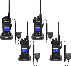 Retevis NR30S GMRS 2 Way Radio Long Range,IP67 Waterproof Two Way Radios with Shoulder Mic,2800mAh,Group Call,NOAA,Noise Canceling,Professional Walkie Talkies for Emergency Construction Supply(4 Pack)