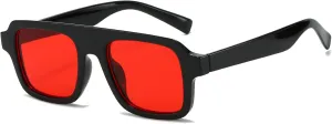 Retro Square Sunglasses for Women Men Trendy Thick Frame Square Aviator Sun Glasses 70s Vintage Shades