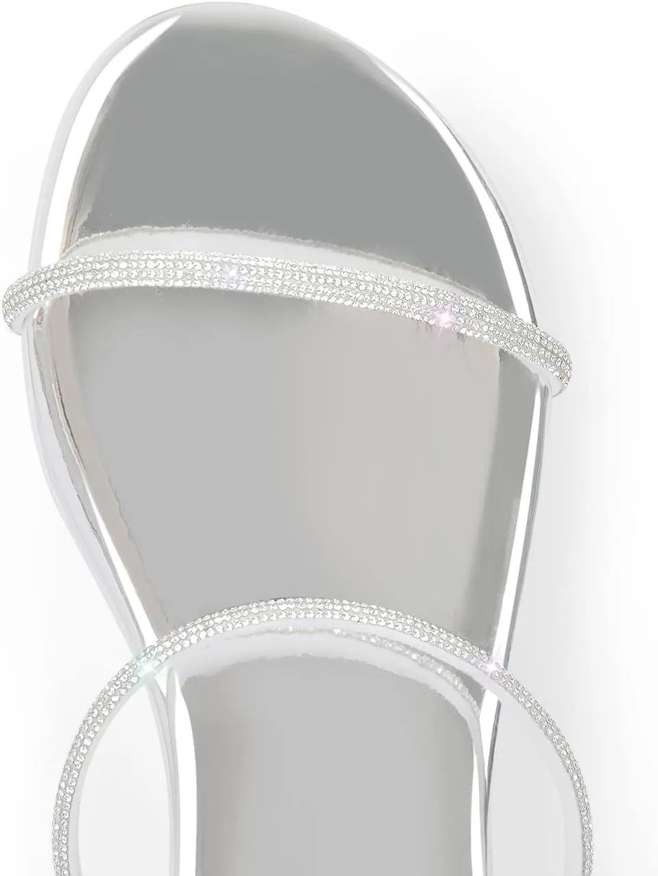 Richealnana Women's Rhinestones Crisscross Strap Square Toe Flat Sandals
