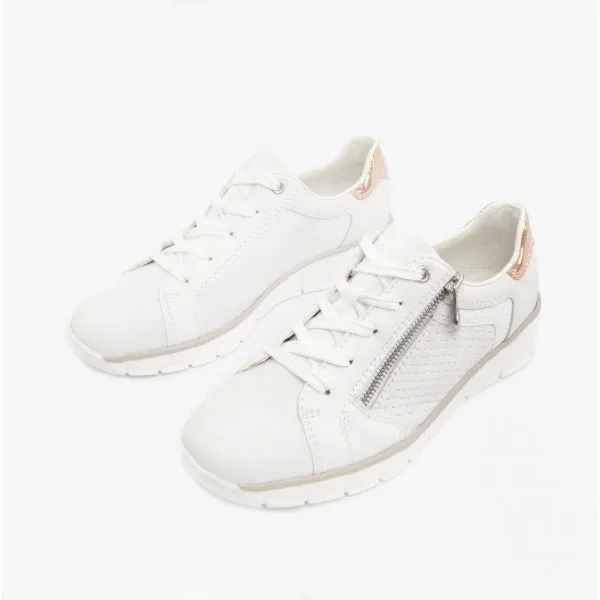 Rieker 53703-80 Womens Trainers White/Rose Gold