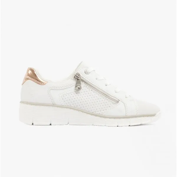 Rieker 53703-80 Womens Trainers White/Rose Gold
