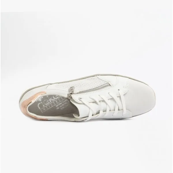 Rieker 53703-80 Womens Trainers White/Rose Gold