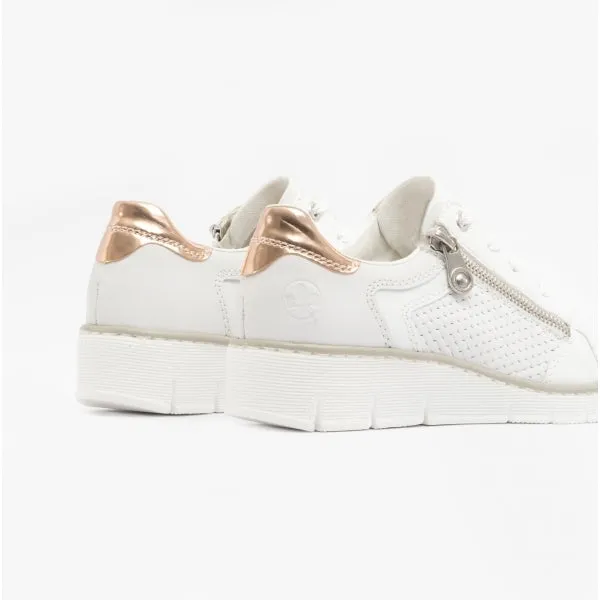Rieker 53703-80 Womens Trainers White/Rose Gold