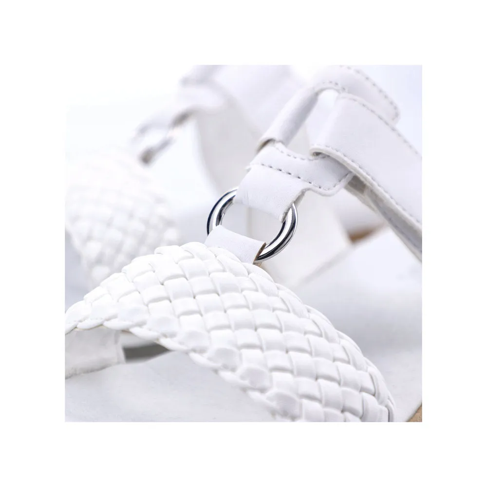 RIEKER - V0238-80 LOW WEDGE VELCRO STRAP COMFORT MULE - WHITE