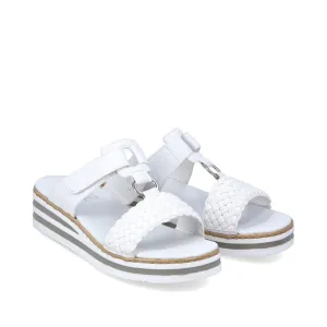 RIEKER - V0238-80 LOW WEDGE VELCRO STRAP COMFORT MULE - WHITE