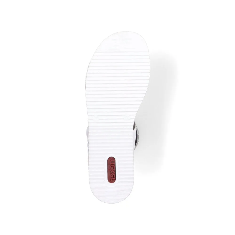 RIEKER - V0238-80 LOW WEDGE VELCRO STRAP COMFORT MULE - WHITE