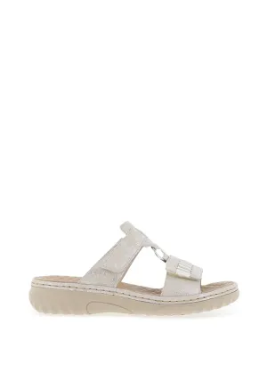 Rieker Womens T Bar Mule Sandals, Grey & Silver