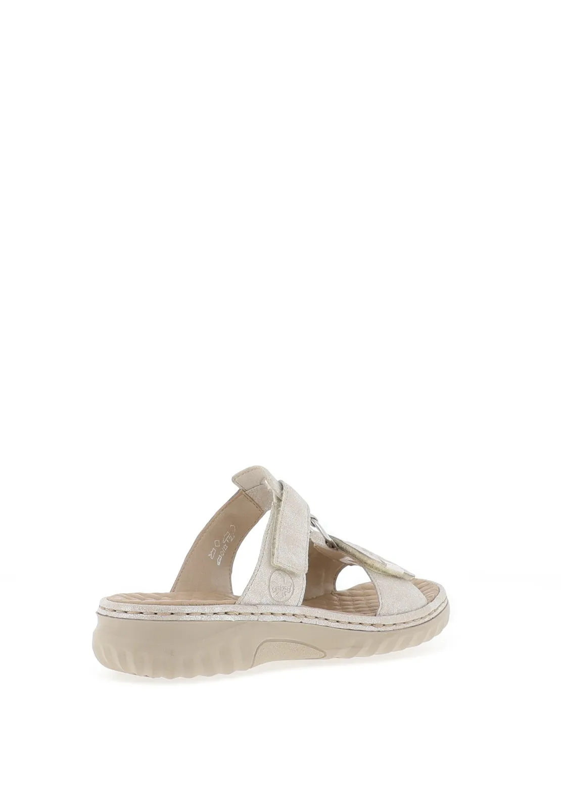 Rieker Womens T Bar Mule Sandals, Grey & Silver