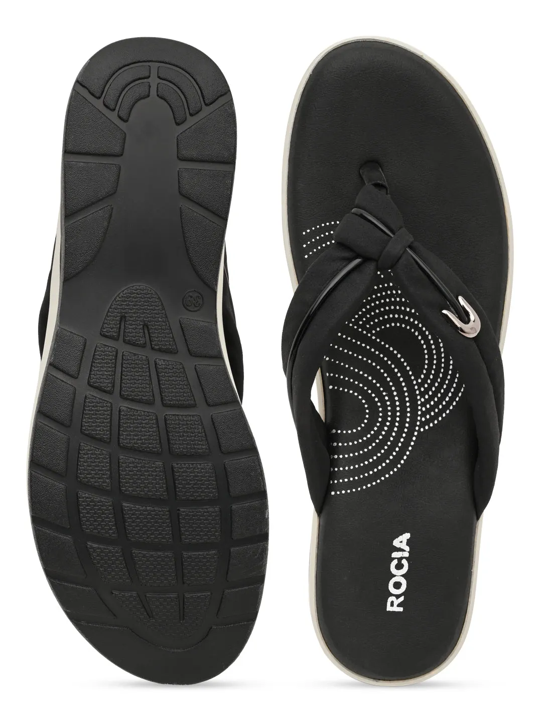 Rocia By Regal Black Women Comfort Knotted Thongs