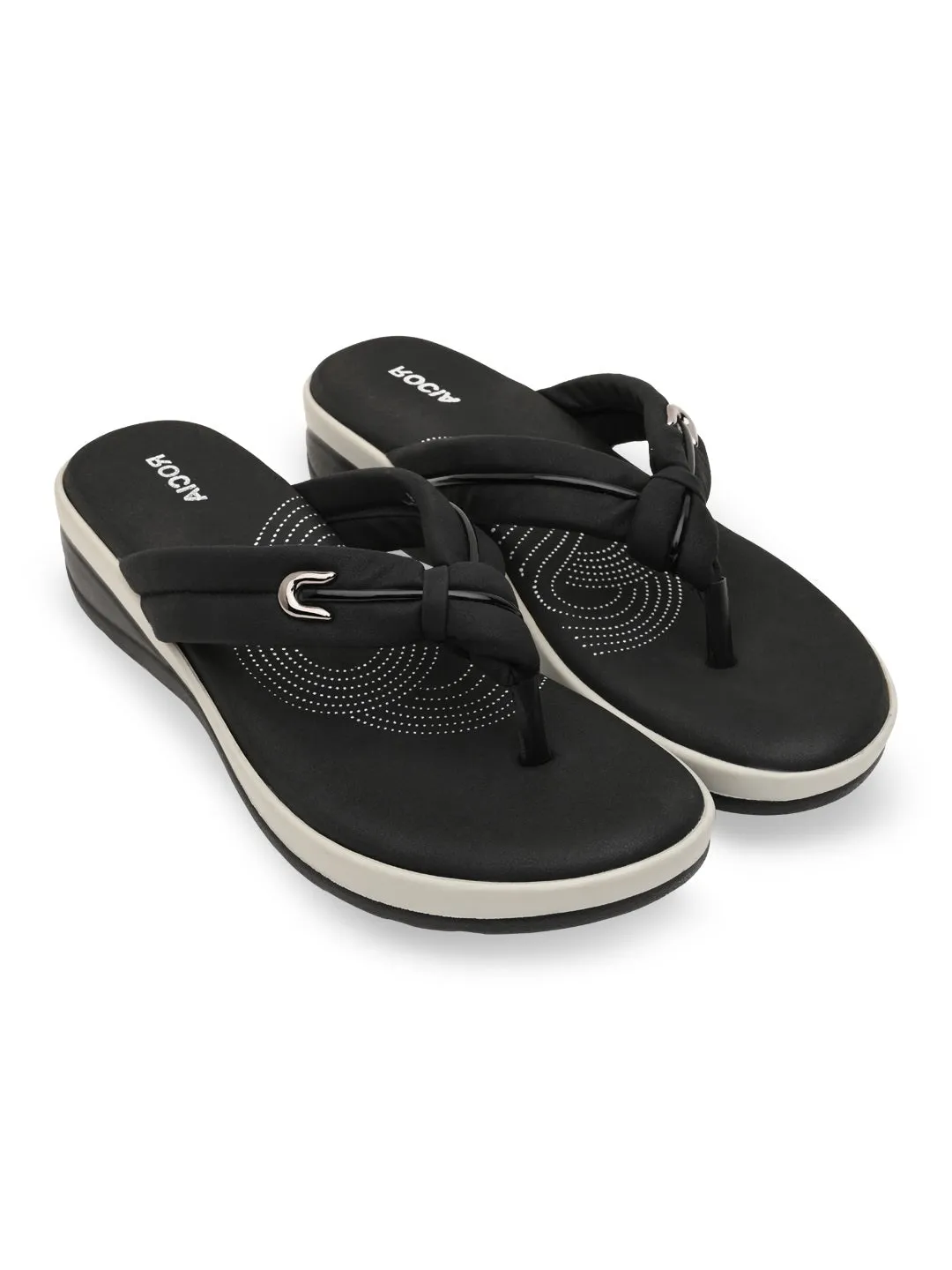 Rocia By Regal Black Women Comfort Knotted Thongs