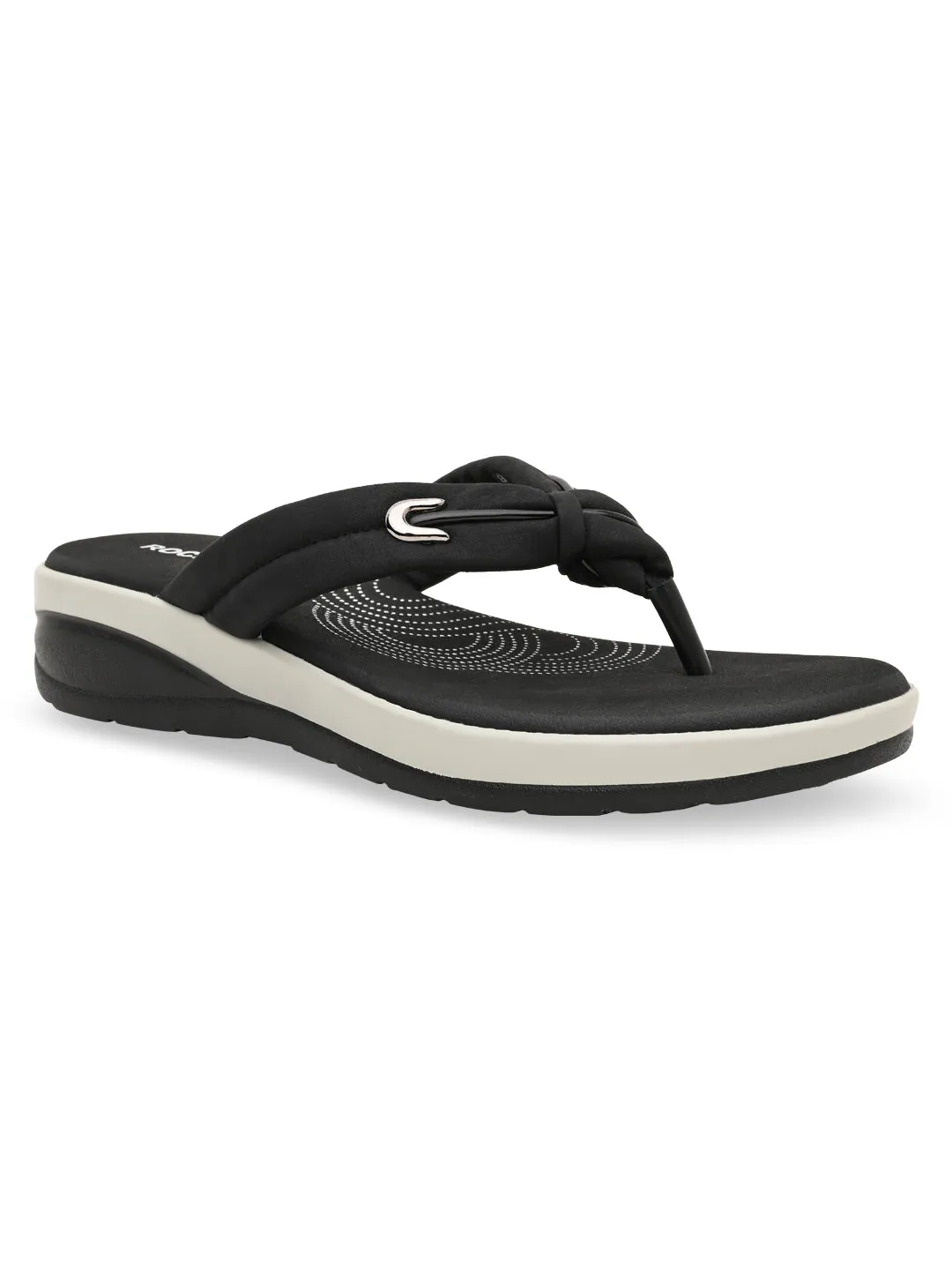 Rocia By Regal Black Women Comfort Knotted Thongs