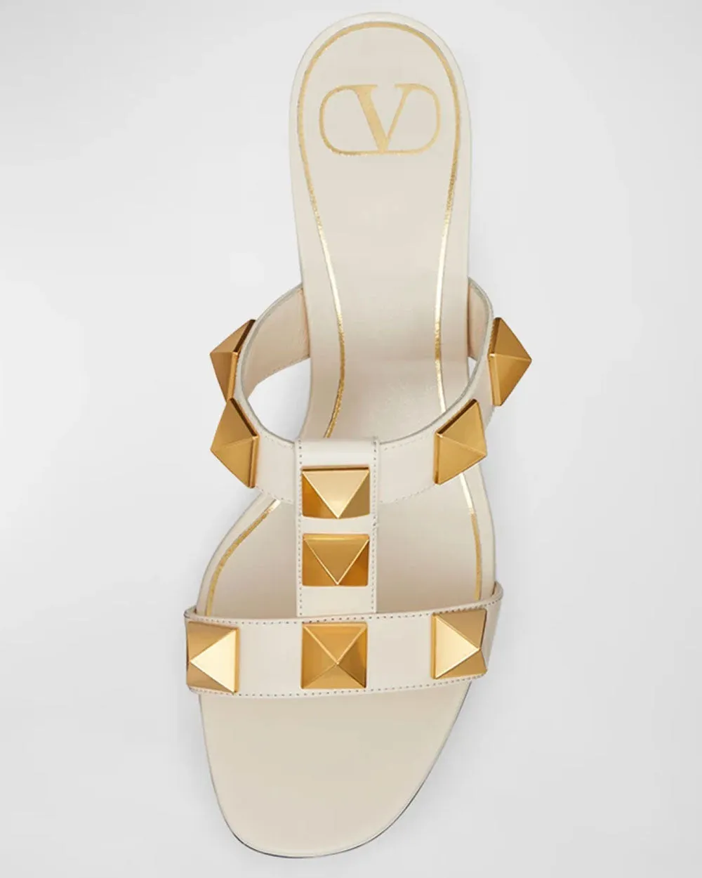 Roman Stud Slide Sandal in Light Ivory