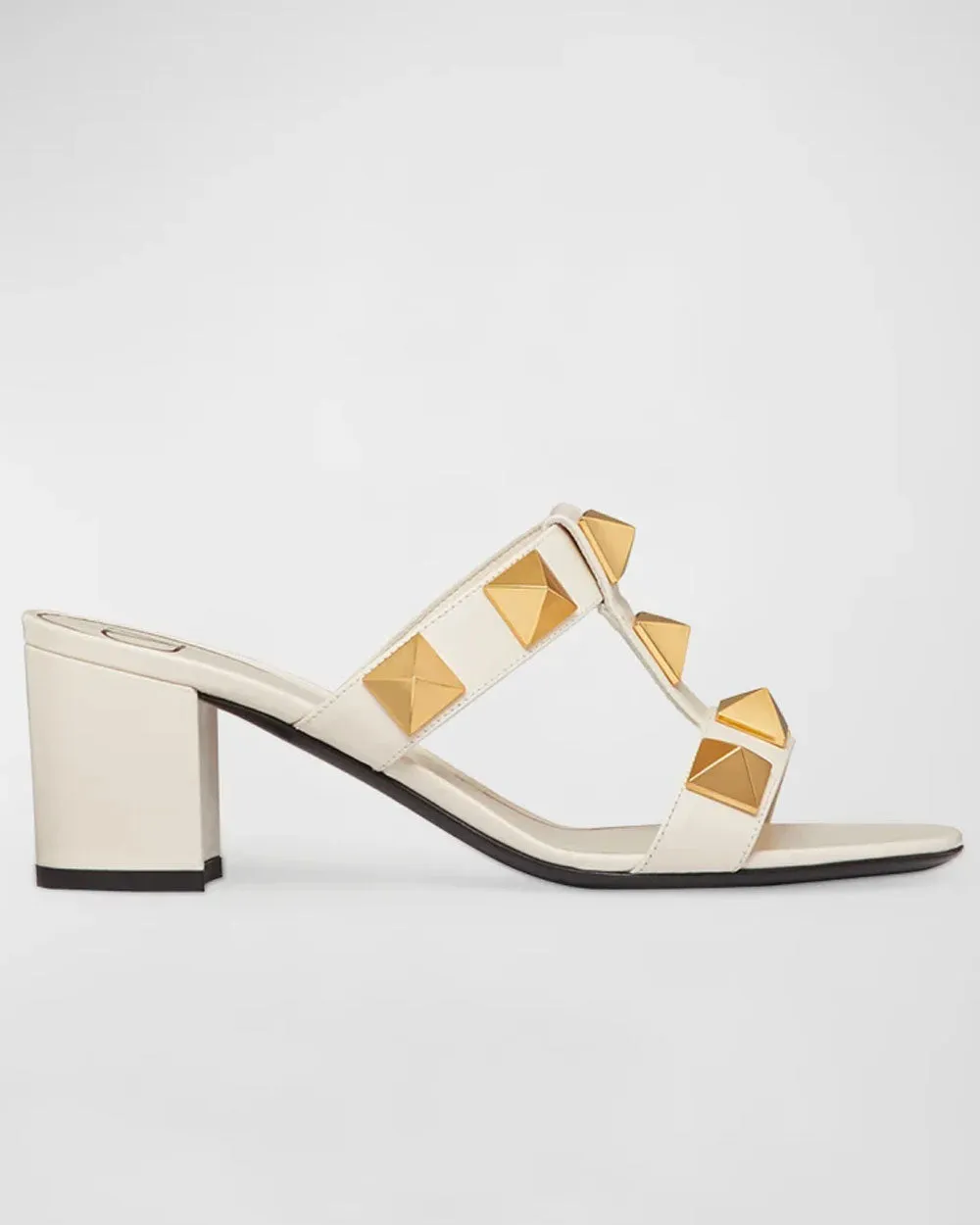 Roman Stud Slide Sandal in Light Ivory