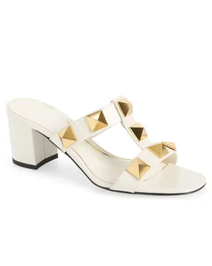 Roman Stud Slide Sandal in Light Ivory
