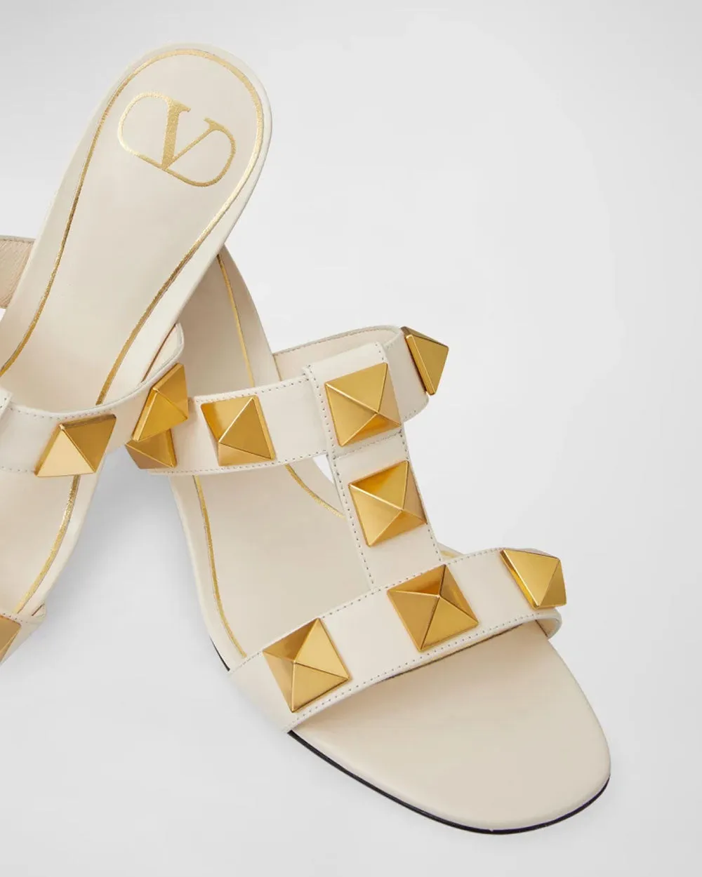 Roman Stud Slide Sandal in Light Ivory