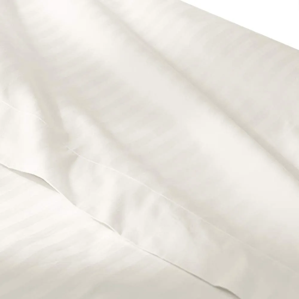 Royal Tradition Striped 300 Thread Count, 100 Percent Cotton 4PC King Bed Sheets Set with Deep Pockets, Ivory