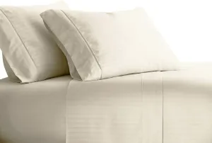 Royal Tradition Striped 300 Thread Count, 100 Percent Cotton 4PC King Bed Sheets Set with Deep Pockets, Ivory