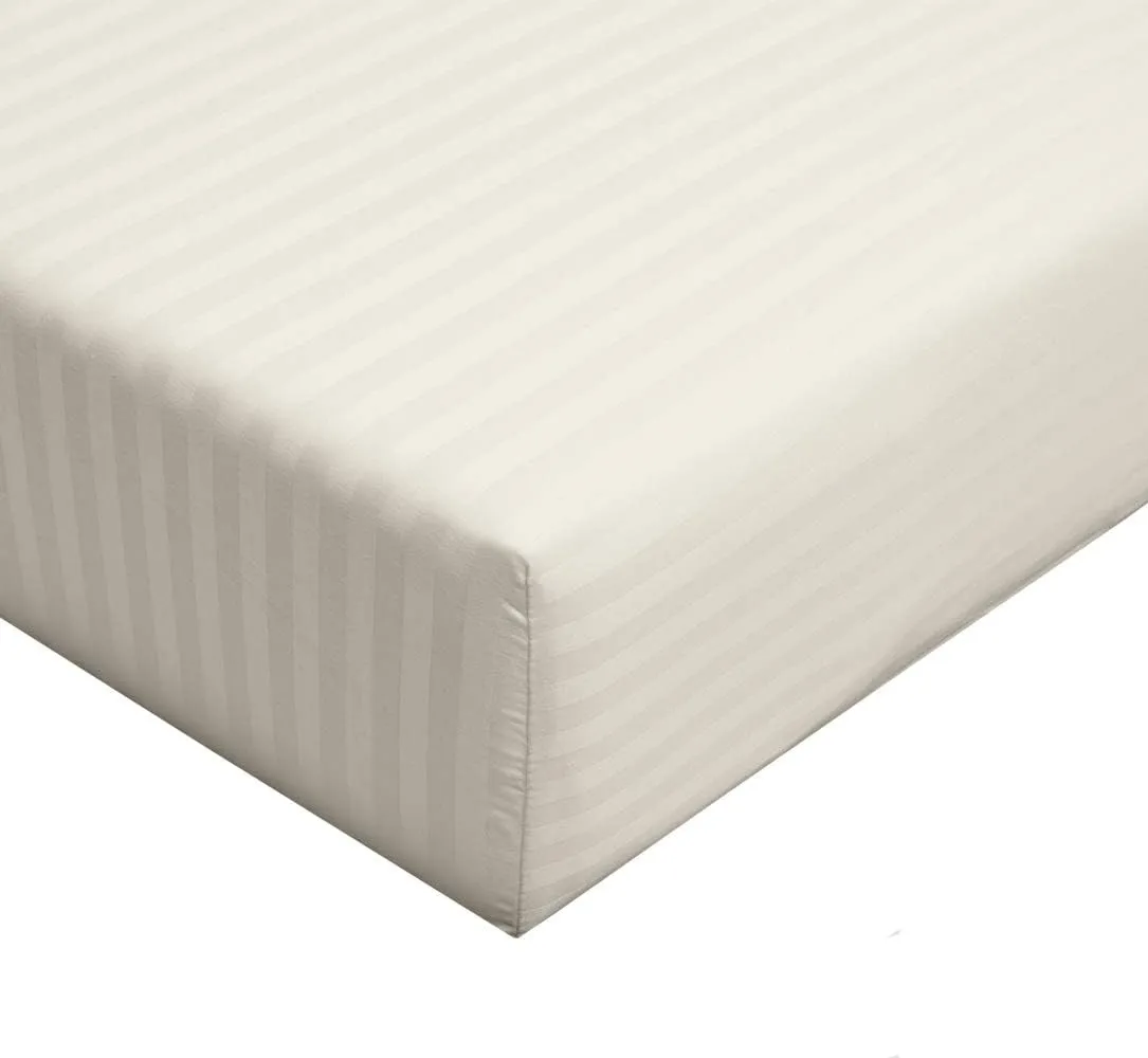 Royal Tradition Striped 300 Thread Count, 100 Percent Cotton 4PC King Bed Sheets Set with Deep Pockets, Ivory