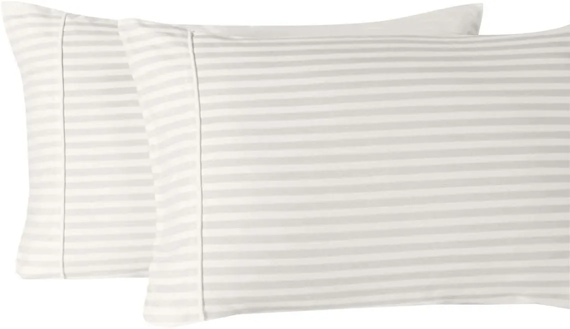Royal Tradition Striped 300 Thread Count, 100 Percent Cotton 4PC King Bed Sheets Set with Deep Pockets, Ivory