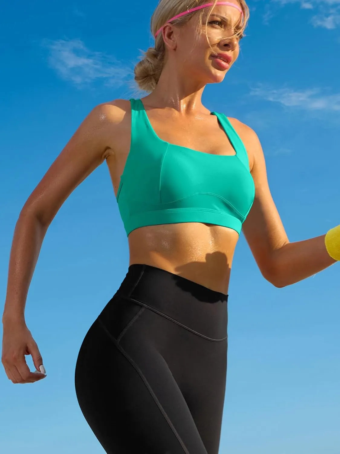 RUNNING GIRL High Impact Sports Bras for Women,Square Neck High Support Bra Moulded Cup Racerback Workout Bra