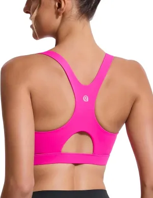 RUNNING GIRL Sports Bras for Women High Support,Racerback High Impact Grey Sports Bra Moulded Cup Workout Bra Push up