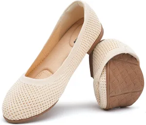 Saidoteto Women's Ballet Flats,Comfortable Round Toe Slip-On Elastic Knit Flat Shoes Casual Office Dress Shoes for Work & Walking
