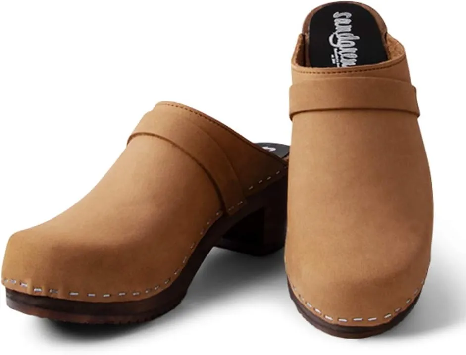 Sandgrens Handmade Swedish Wood Clogs for Women, High Heel Mule | Dublin