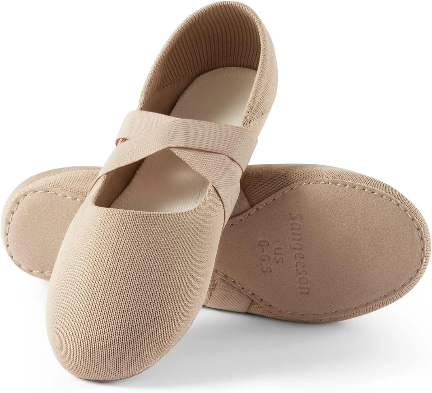 SANGEESON Ballet Shoes for Women(Leather Full Sole, Arch Support, Breathable), Jazz Shoes, Ballerina Shoes, Dance Shoes Women for Beginner