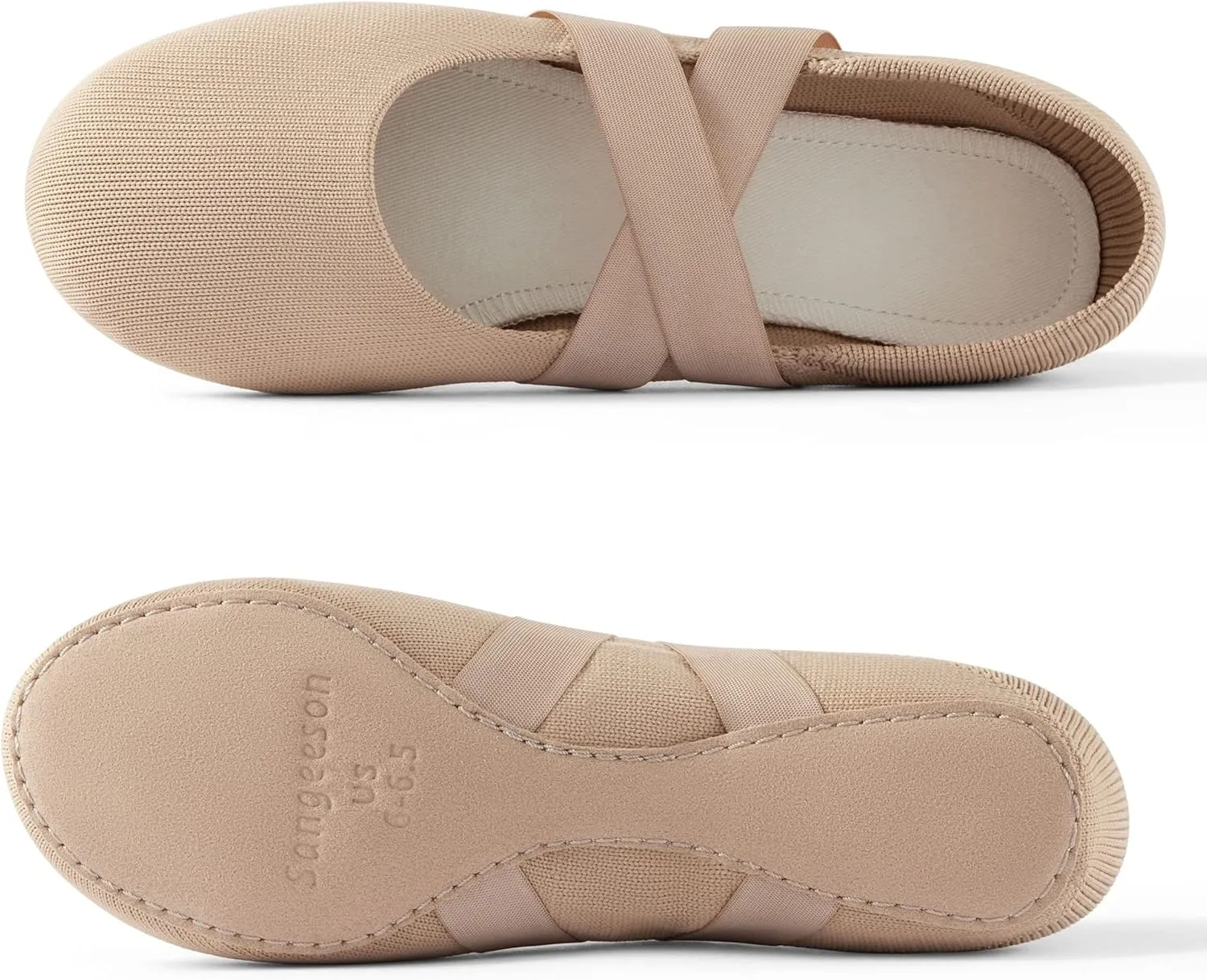 SANGEESON Ballet Shoes for Women(Leather Full Sole, Arch Support, Breathable), Jazz Shoes, Ballerina Shoes, Dance Shoes Women for Beginner