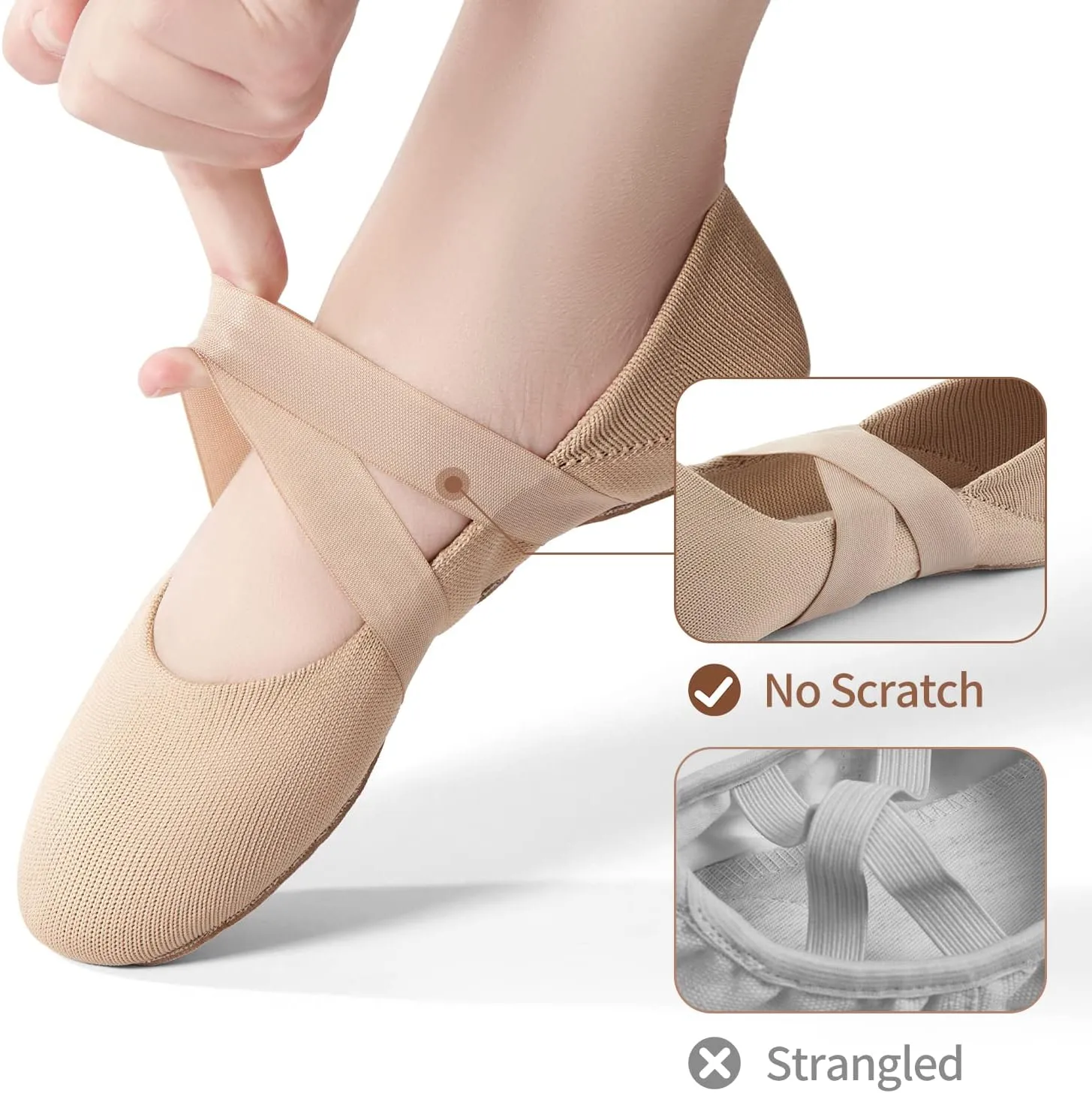 SANGEESON Ballet Shoes for Women(Leather Full Sole, Arch Support, Breathable), Jazz Shoes, Ballerina Shoes, Dance Shoes Women for Beginner