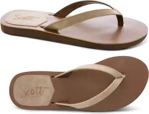 Scott Hawaii Women's Mohala | Vegan Leather Sandal | Narrow Width | Flat Heel | All Day Comfort Flip Flop
