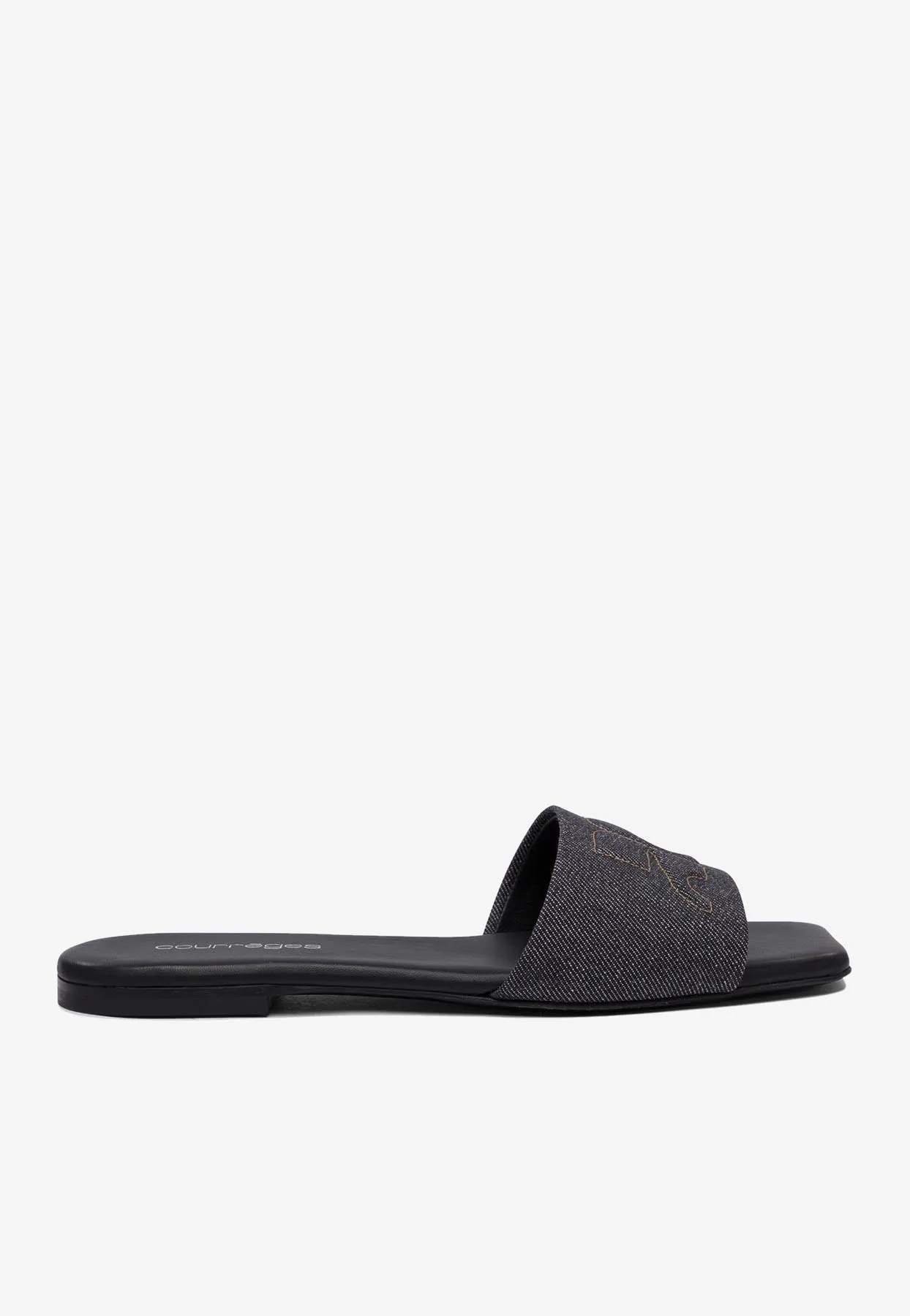 Shadow Denim Flat Mules