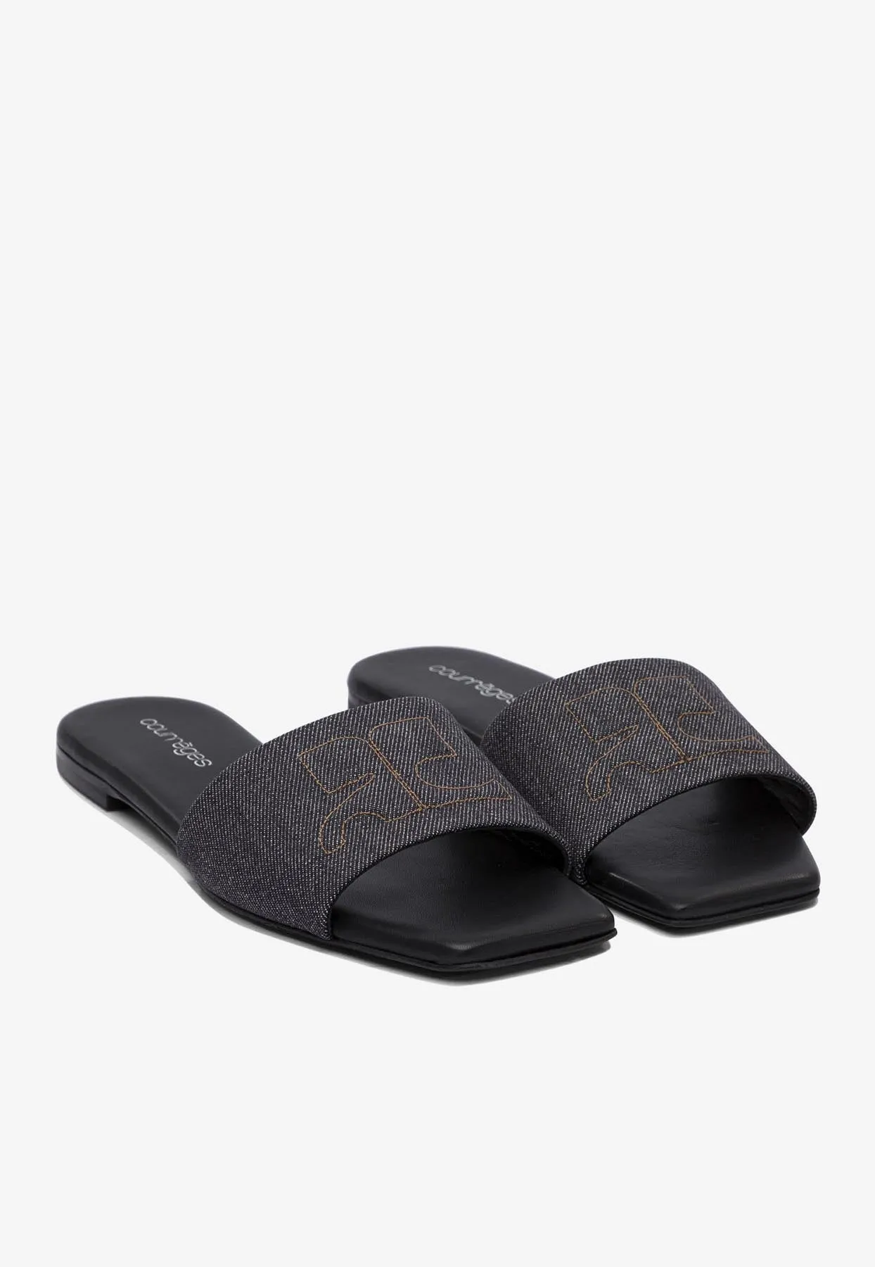 Shadow Denim Flat Mules